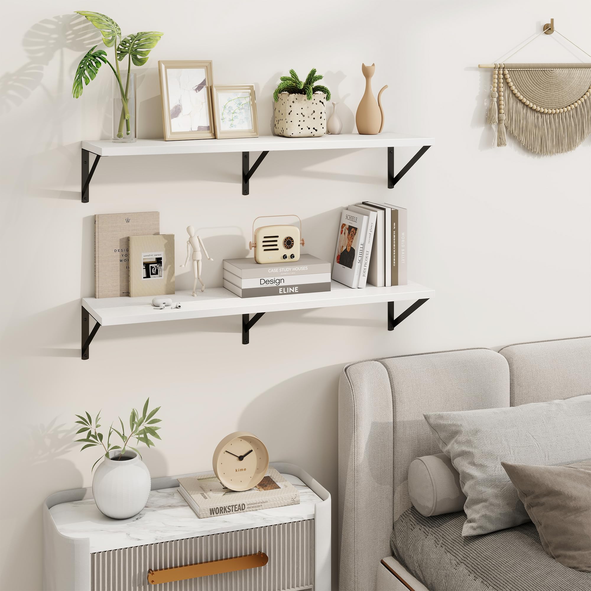 Amazon.com: Axeman Deep Floating Shelves | 36 Inch White Wall