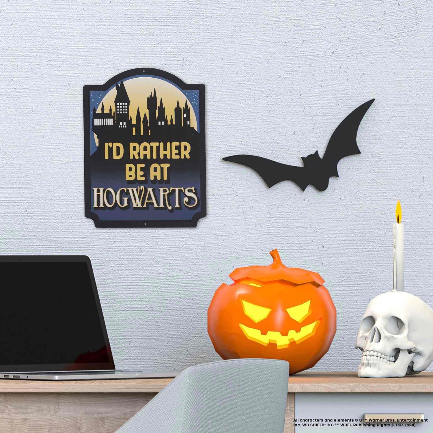 Harry Potter I'd Rather Be at Hogwarts Metal Sign - Fun Hogwarts Wall Decor for Bedroom or Movie Room