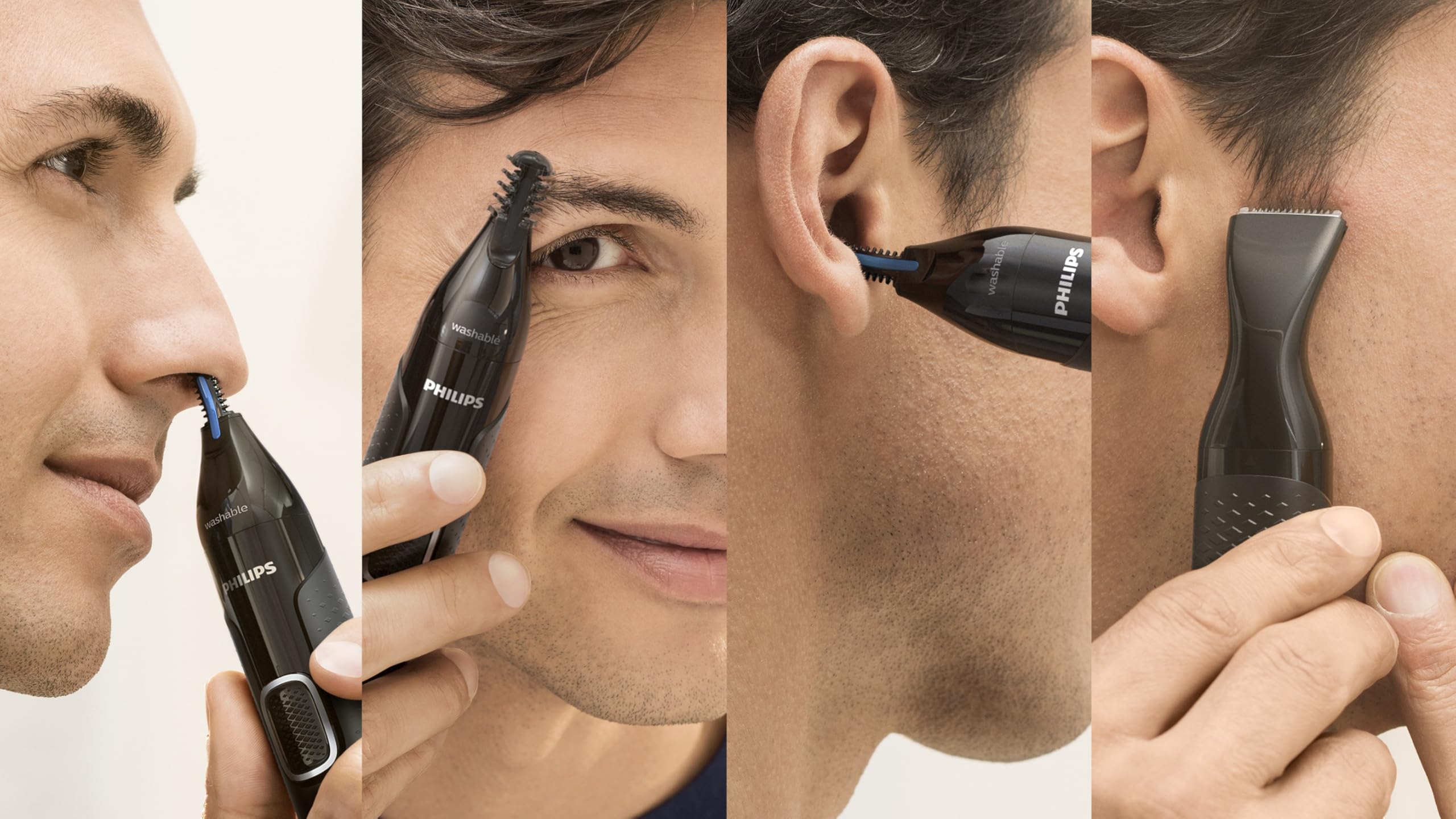 Recortador de nariz, orejas y cejas Philips Series NT5650/16 5000 que funciona con pilas, negro (paquete de 1), Unisex adultos