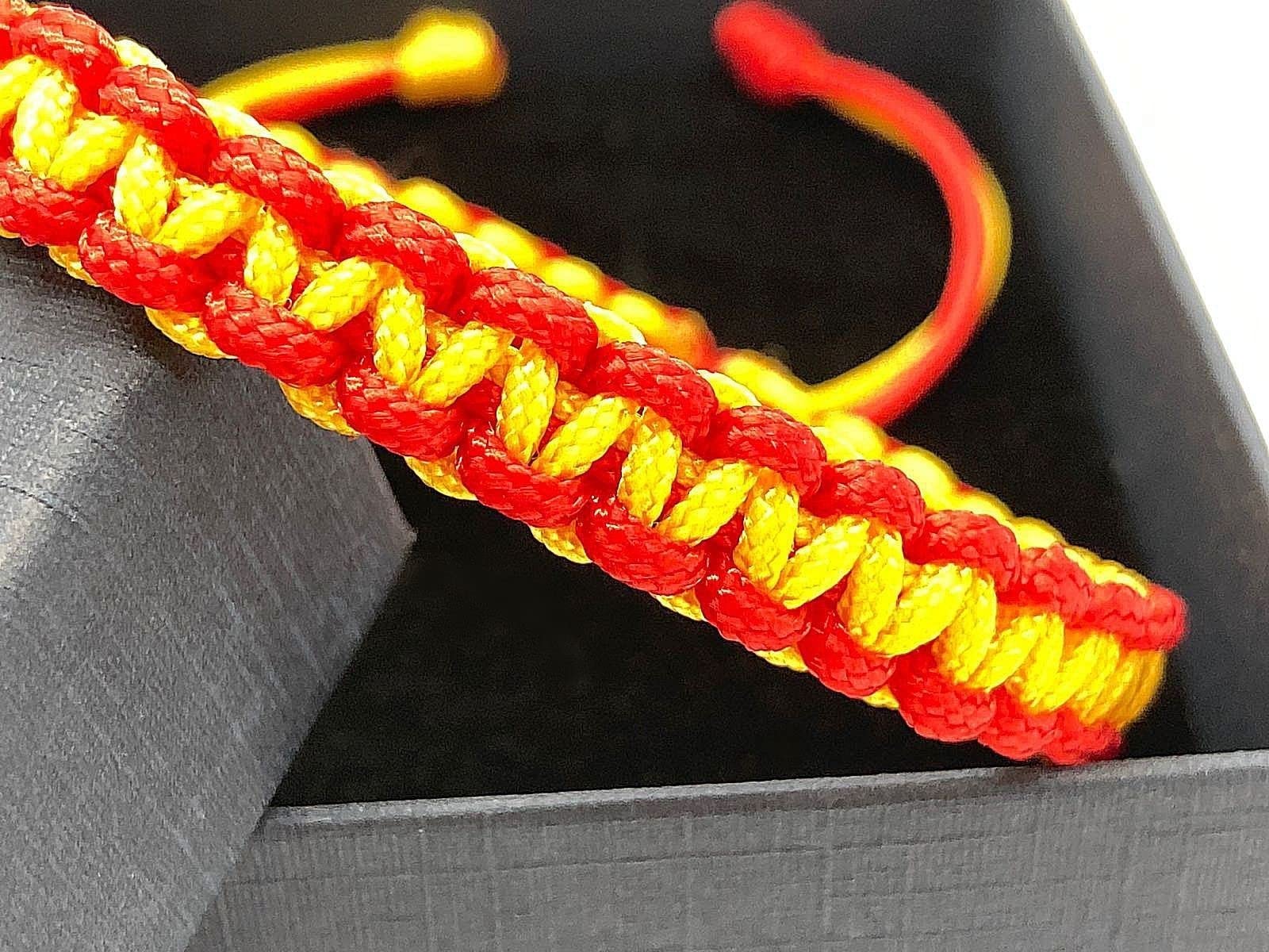 arana's Pulsera de hilo bandera de españa hombre y mujer | Hilo de nailon trenzado | Brazalete náutico con la bandera de España | Cordón macramé
