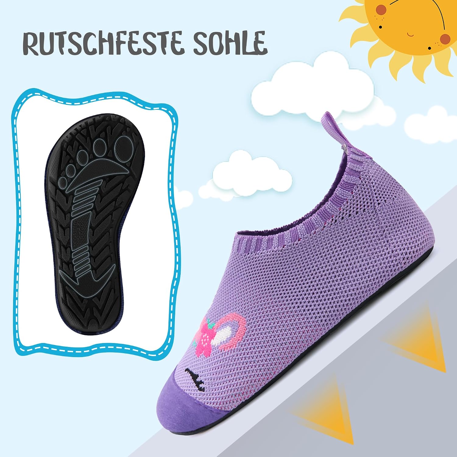 Kyopp Hausschuhe Kinder Junge Mädchen Pantoffeln Rutschfest Barfussschuhe | Atmungsaktiv Turnschläppchen, Weich Barfuß Hausschuhe, Kindergarten Slippers, Unisex Lauflernschuhe, Gr.20-35