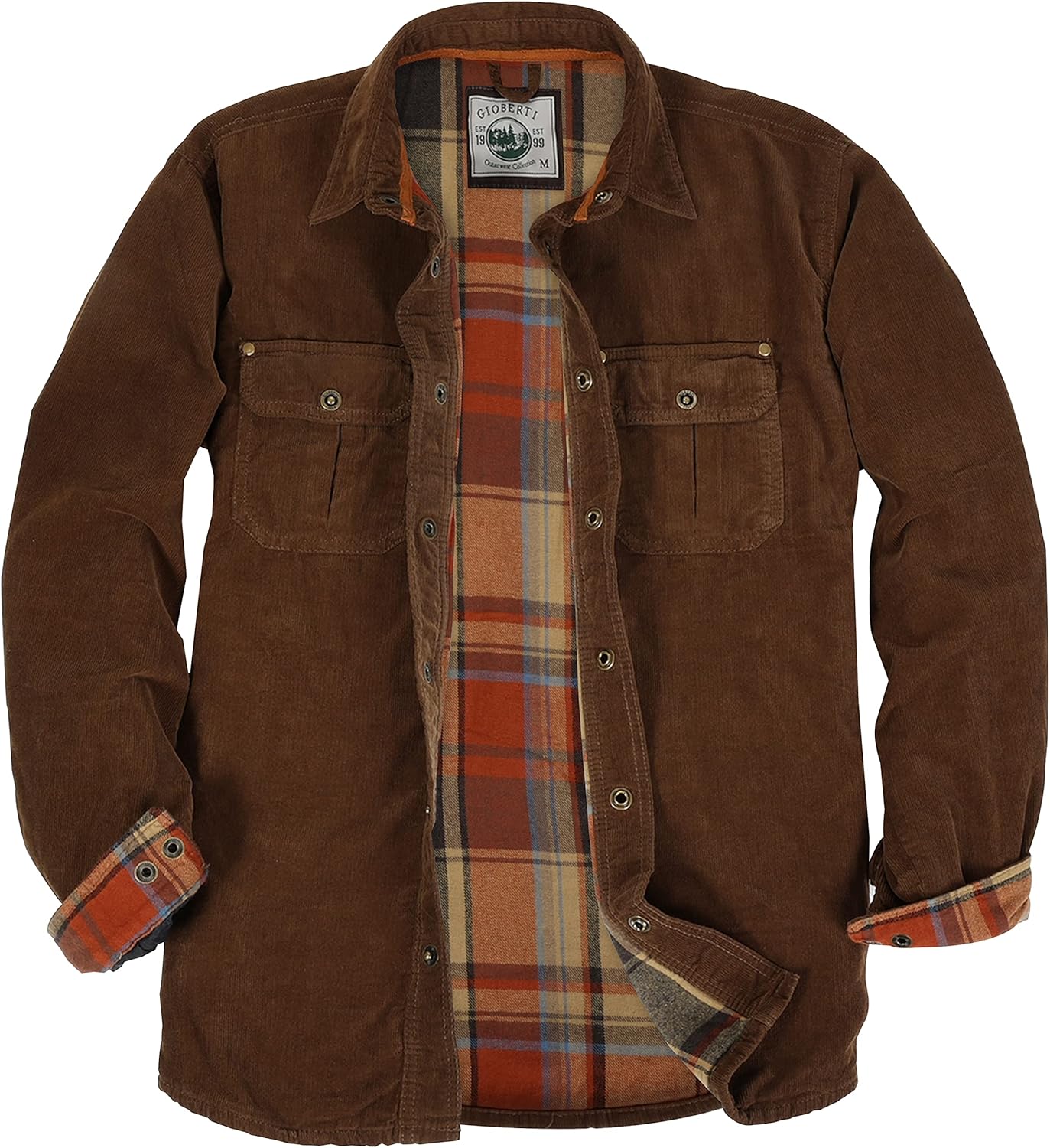 Gioberti Men's 100% Cotton Extremely Soft Corduroy Shirt Jacket with Flannel Lining - Image 4