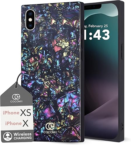 Cocomii - Funda rectangular compatible con iPhone XsX - Perla opalescente, brillo brillante, para mujeres, niñas, hombres, funda protectora para
