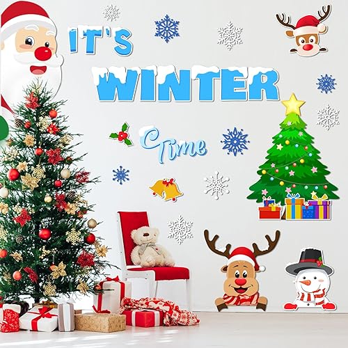 Miniatura 2 de Groovy - Kit de tablón de anuncios de Navidad, decoración de tablón de anuncios retro de Papá Noel para Navidad, invierno, vacaciones, escuela,