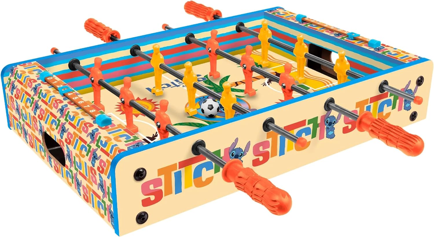 World Tech Toys Disney Stitch Foosball Table for Kids – Tabletop Soccer Game with Rod Handles, Ball & Players – Wooden Mini Game Table for Kids 4+ – Disney Licensed
