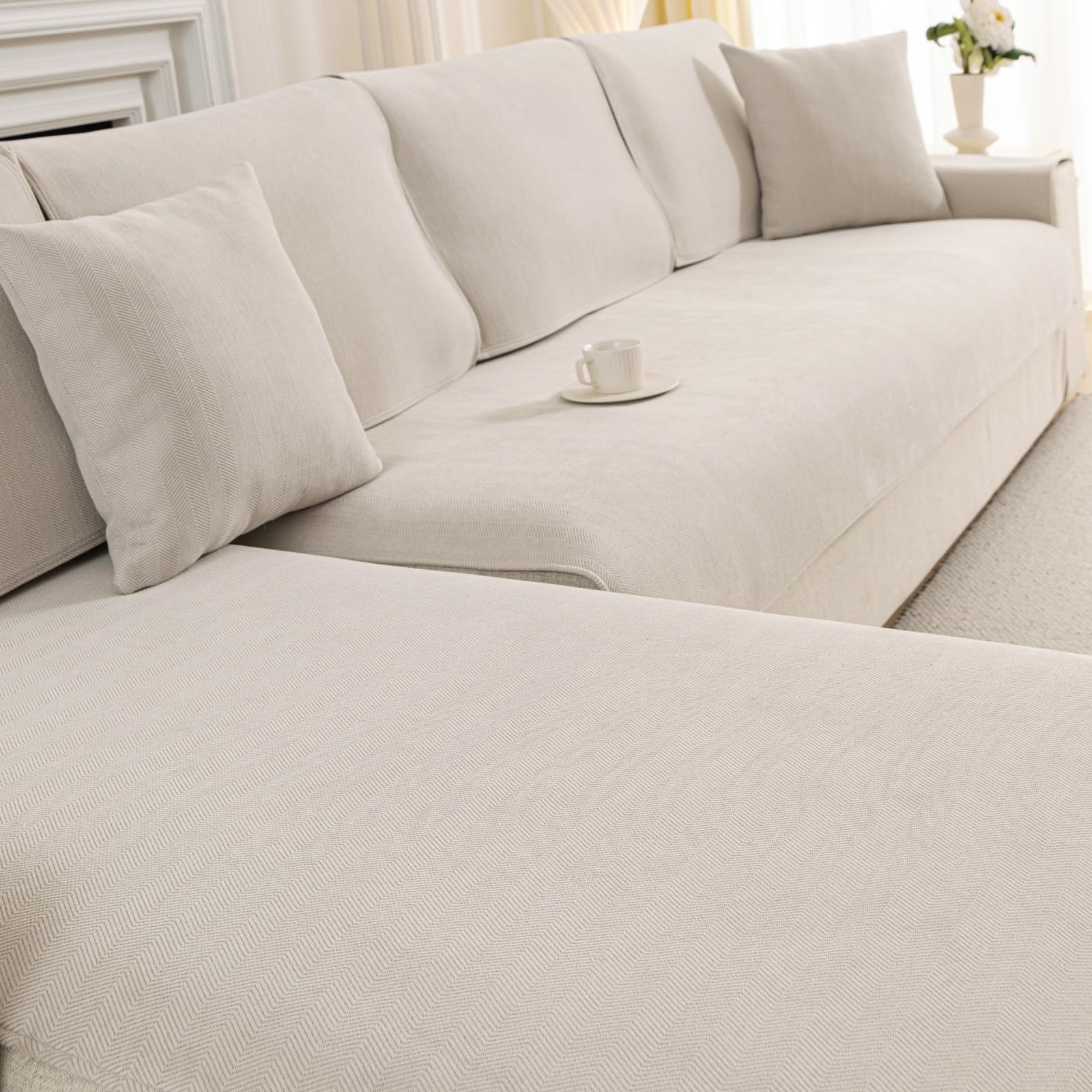QHAIYYBF Couch Überzug Sofadecke,2025 Neu Sofaschutz 1/2/3/4 Sitzer L Sofakissen Neue Universelle rutschfeste Sofa Überwurf,Solide Strukturierte Ultra Stretch Sofa Überzug für Wohnzimmer