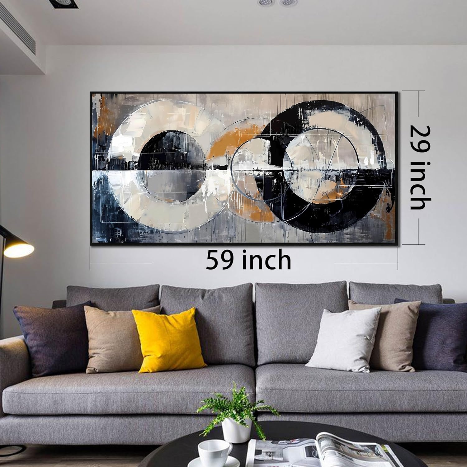 Abstract Wall Art for Living Room - Large Canvas Wall Art for Office - Modern Framed Artwork for Walls Size 29" x 59" - Image 7