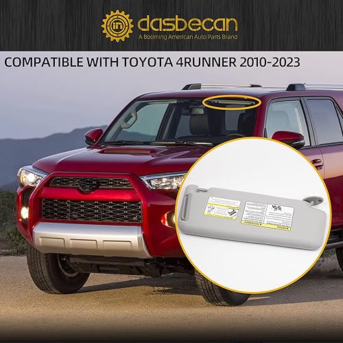 Miniatura 5 de Dasbecan Visera solar delantera izquierda para el lado del conductor con luz de tocador compatible con Toyota 4Runner 2010-2023, reemplaza #
