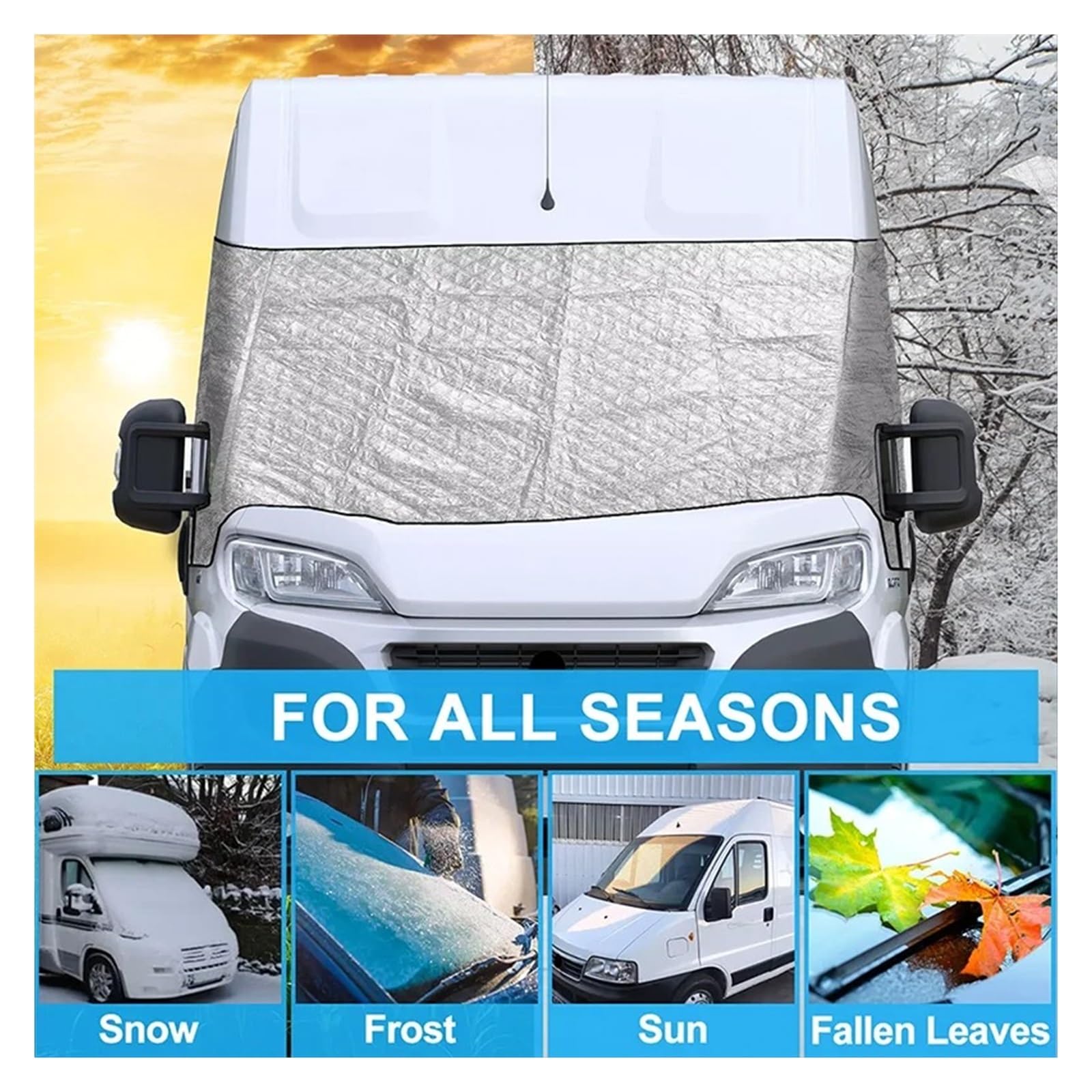 Copri Parabrezza per Auto Inverno per Fiat Ducato dal 2006 in Poi 1 Pz Camper Parabrezza Termico Schermo Copertura per Neve Avvolgere Tende