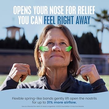 Breathe Right Nasal Strips, Extra Strength Tan Nose Strips, Drug-Free Nasal Congestion Relief for Better Breathing, Help Relieve Snoring, Caused by Colds & Allergies, Deviated Septum, 30ct