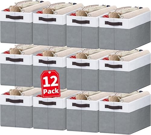 Miniatura 13 de Criusia Paquete de 4 Organizadores de Ropa de Bebé, Cestas de Almacenamiento de Tela Plegables con Asas, Contenedores de Almacenamiento sin Olor