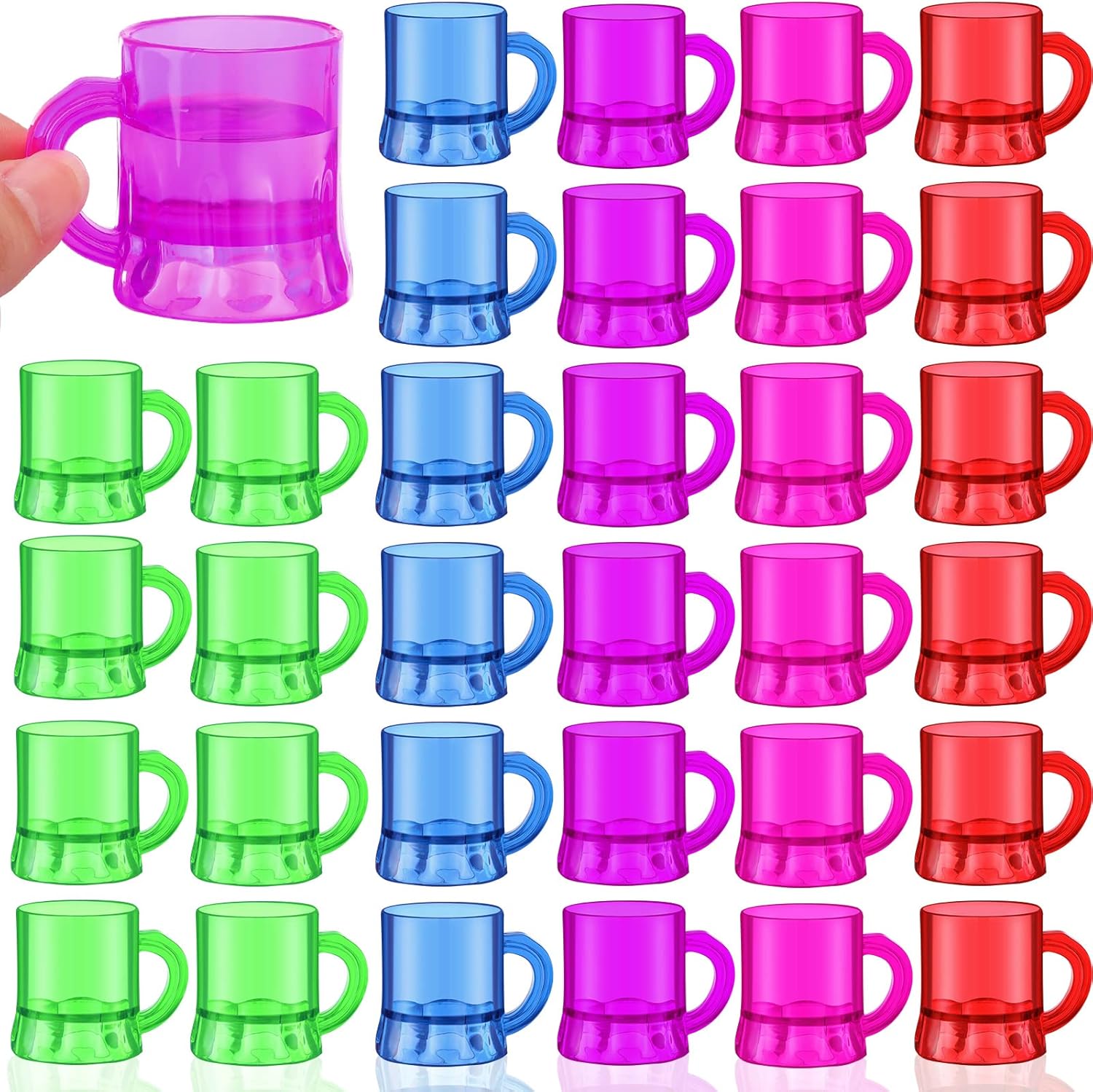 100 Pcs Plastic Mini Beer Mug 1 oz Shot Glasses with