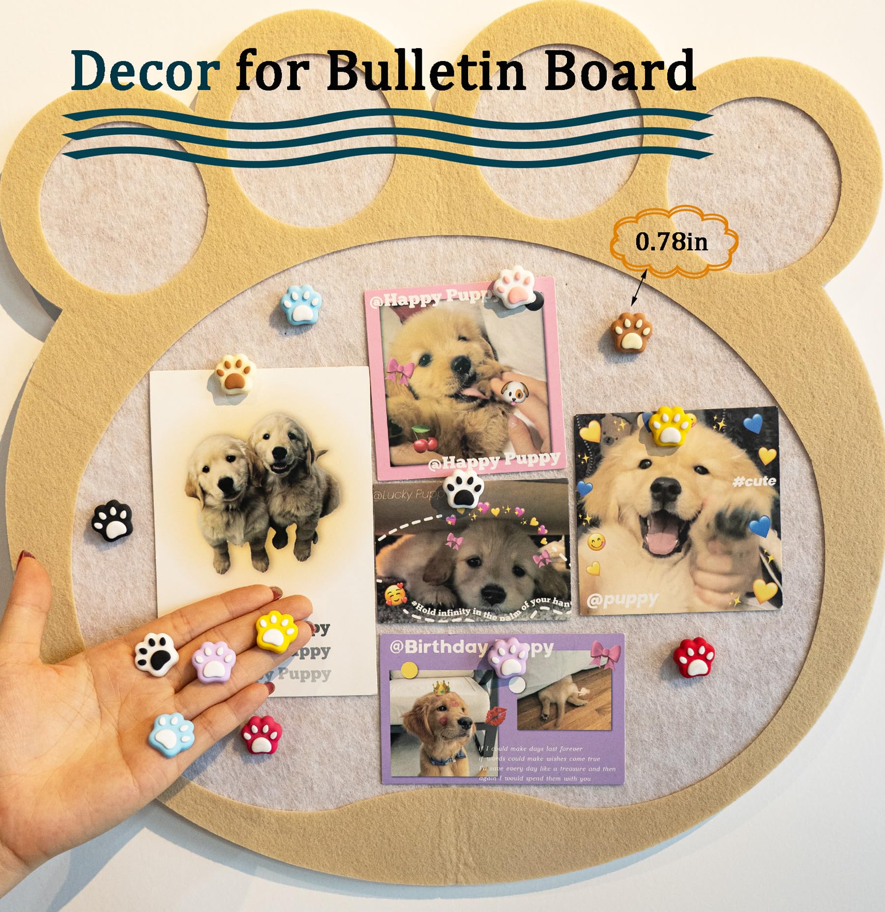 30 chinchetas para tablón de anuncios, chinchetas de gato, tachuelas decorativas para el pulgar, lindos pines de perro para mujer, decoración de oficina, aula, decoración del hogar (30 patas de gato)