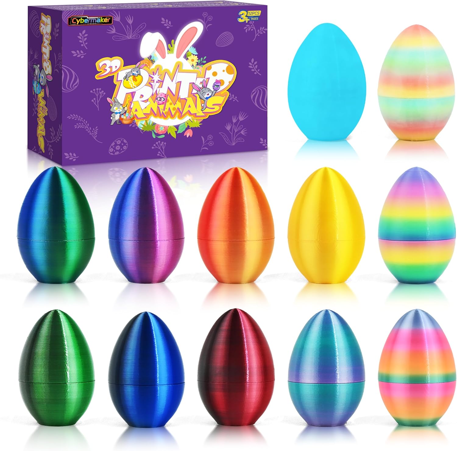 12 PCS 3D Printed Dragon Easter Empty Eggs, 2.36" Empty Eggs Fillable Eggshells for Easter Egg Hunt, Basket Fillers, Treats, Party Favor Supplies, Classroom Prizes