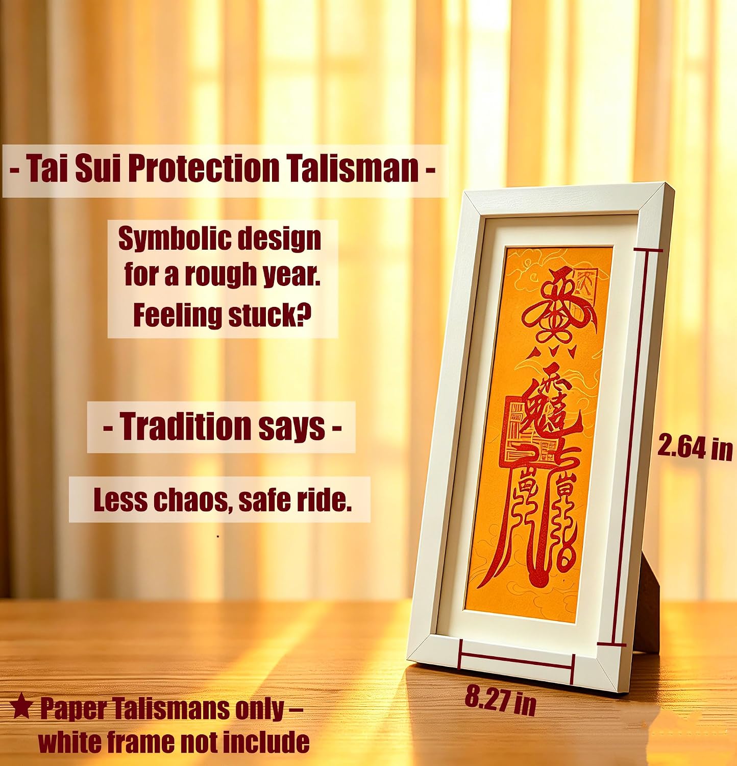 5-in-1 Feng Shui Talisman Kit for Home Balance, Personal Ease, Smooth Luck, Wealth Manifestation & Tai Sui Protection – Taoist Good Luck Decor Set for Wallet, Car, House, Office