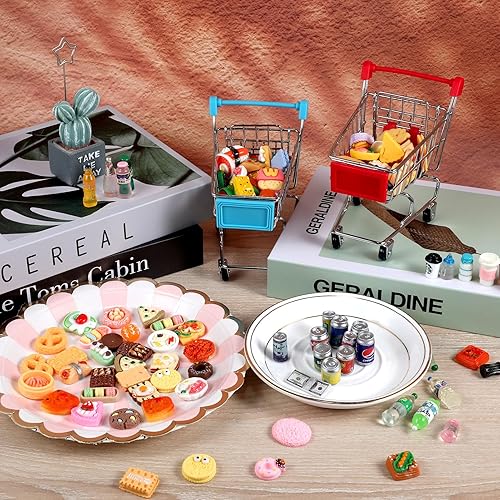 Miniatura 2 de 134pcs Mini Cesta Cesta Miniatura Comida Bebida Botella Supermercado Metal Handcart Juguetes Casa de Muñecas Tienda Cosplay Juego de Dollhouse