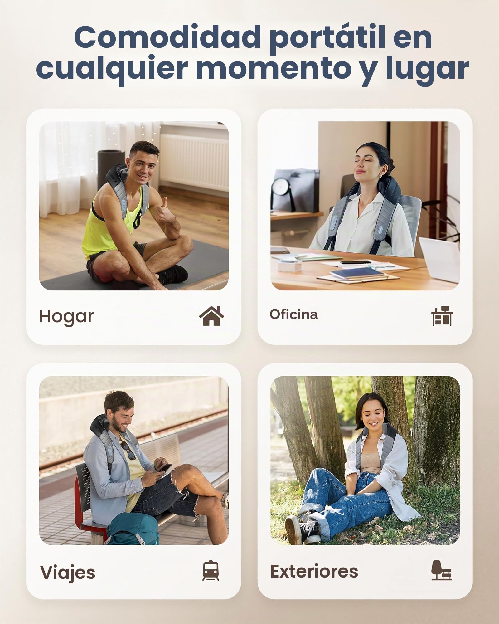 COMFIER masajeador de cuello con calor，Masajeador Shiatsu para cuello y hombros, Masajeador inalámbrico 4D de espalda，Regalos