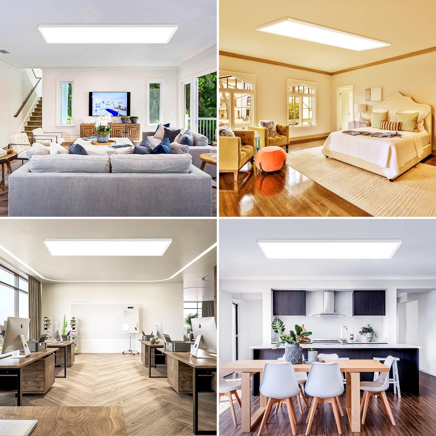 zemty LED Flat Panel Light with Remote 31.4x9.8 Inch, 35W 4000LM 3000K-6000K Adjustable Color Temperature, Dimmable Flush Mount Ceiling Light Fixture for Kitchen Bedroom Garage