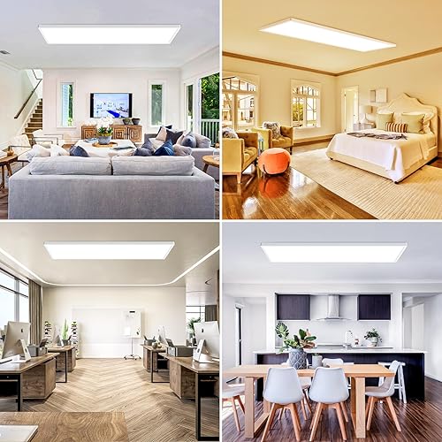 Miniatura 7 de zemty Luz LED de panel plano con control remoto de 31.4 x 9.8 pulgadas, 35 W, 4000 lúmenes, 3000 K-6000 K, temperatura de color ajustable, lámpara