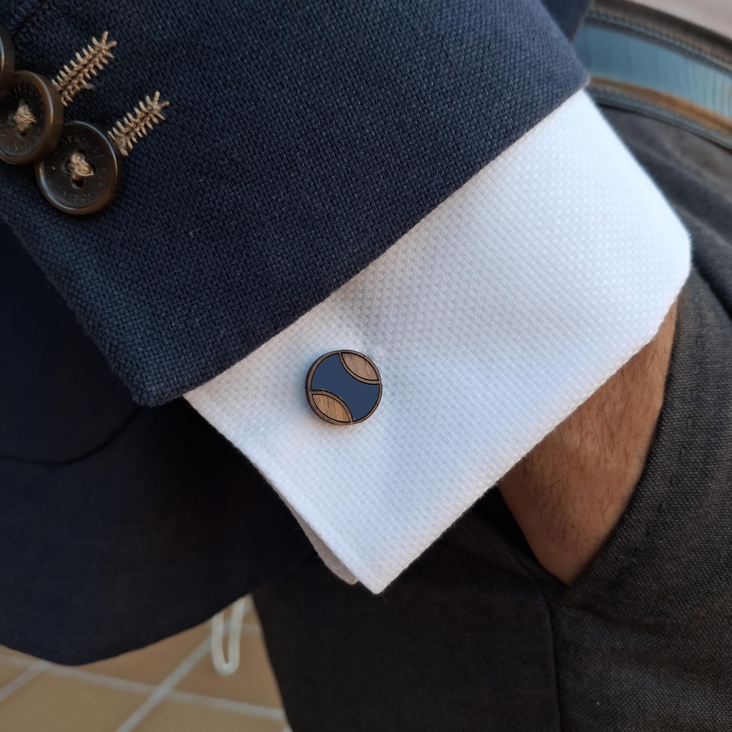 Sastree Gemelos Pádel Raqueta Originales Hombre/Mujer | Edición Limitada Sas365 | Madera Sostenible Pintados a Mano | Joyería Exclusiva y Detalle Deportivo (Azul)