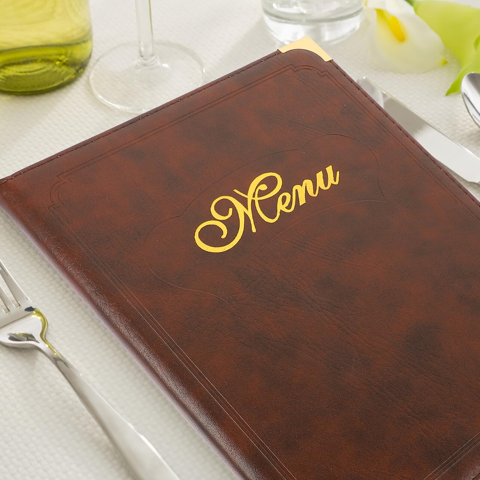 jojofuny Carpeta para Menús A4 de Restaurante en Piel Color Café, Libro de Exhibición de Menús para Pedidos de Comida, Carpeta Multifuncional y Transparente para Uso Profesional en Bares y Hoteles