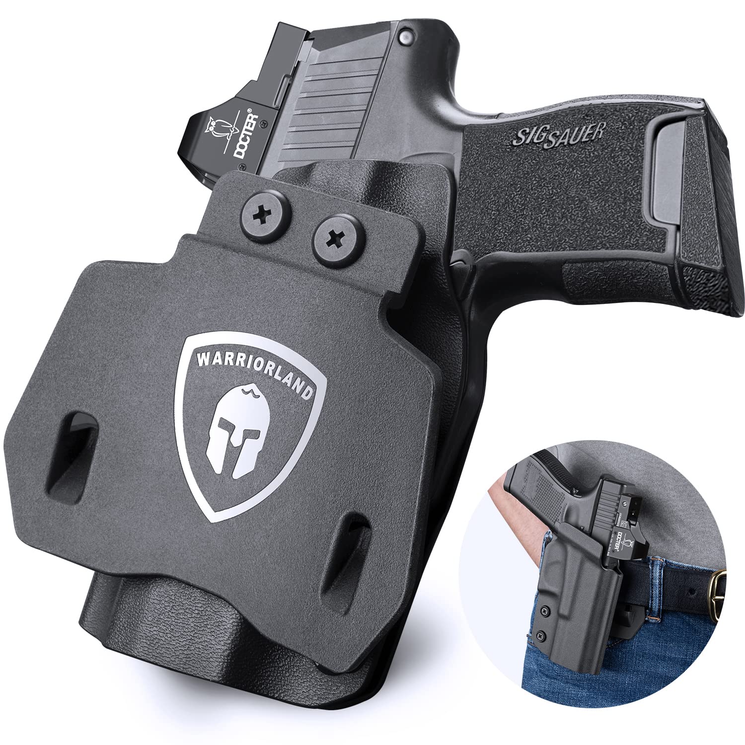 WARRIORLAND OWB Holster Optic Cut Compatible with Glock 17/19, G43/43X(NO MOS), Hellcat/Hellcat Pro, Taurus G2C/G3C, M&P Shield 9, M&P 9/380 Shield EZ, P226/P320/P365, Outside Waistband 1.75" Paddle