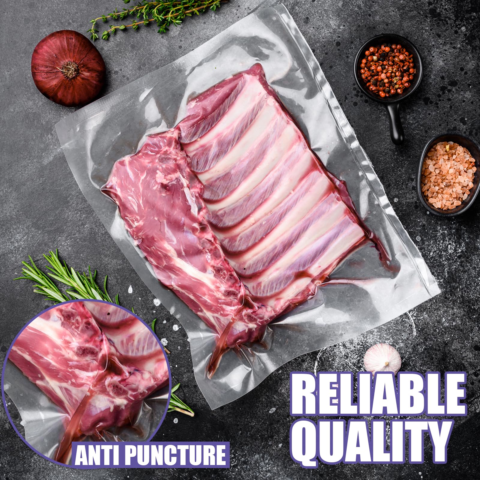 CAREGY Paquete de 400 bolsas selladoras al vacío de 8 x 12 pulgadas sin BPA para almacenamiento de alimentos, preparación de comidas o Sous Vide