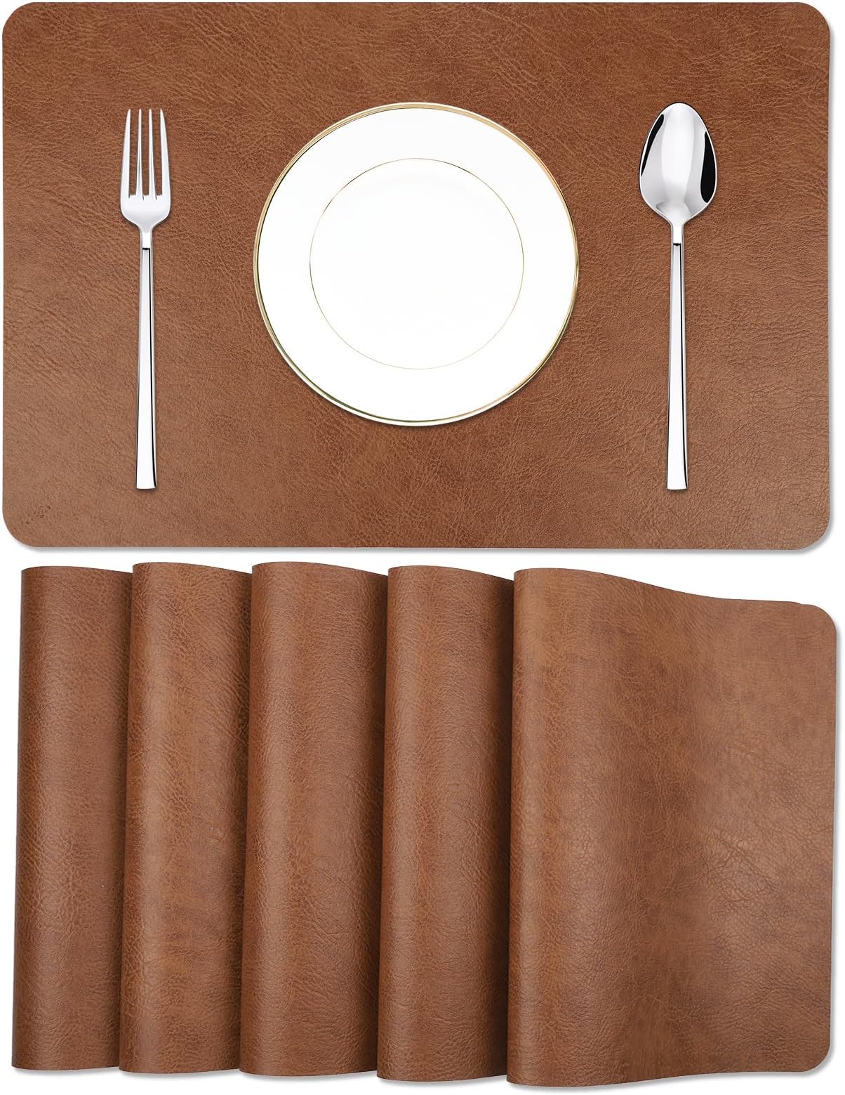 Placemats set of 4，yariyo Non slip wipeable Faux Leather