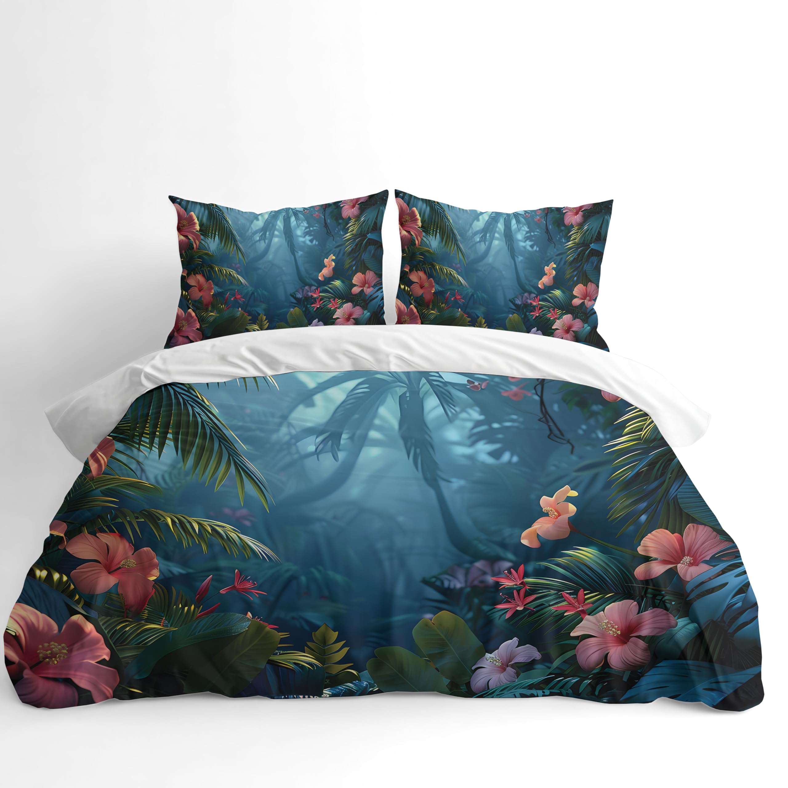 Adam Home 3D Digital Printed Spring Duvet Cover With Matching Pillowcases Home Bedroom Décor Microfiber Emperor Bedding Set Made in UK |Rainforest