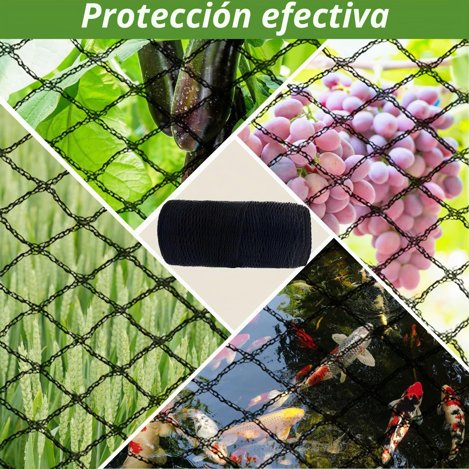 Malla antipajaros Red Proteccion - Malla de 15 mm Adecuada para Proteger Jardines estanques huertos Red para Pollos Negro (6 * 12m-15mm)
