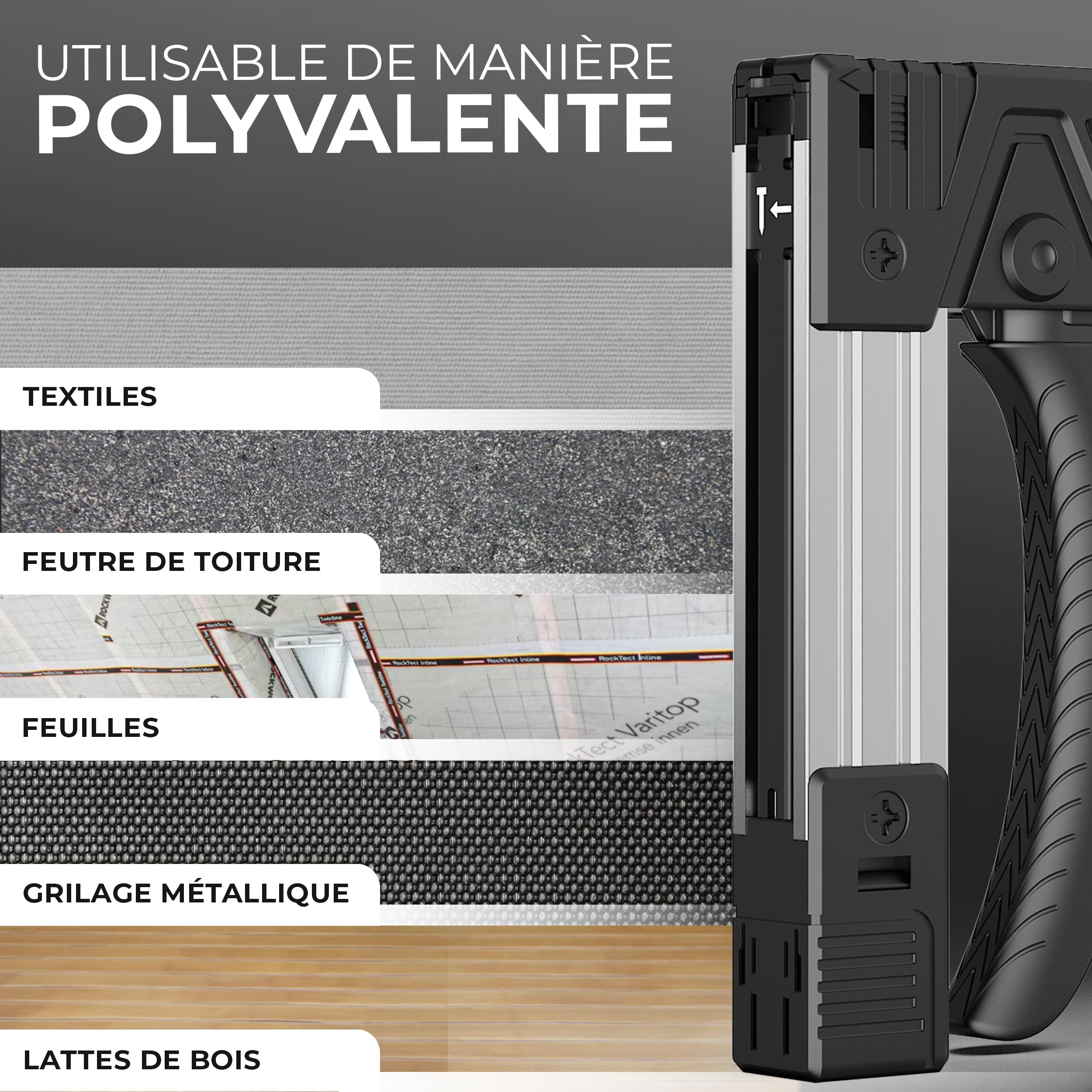 KLRStec TackPro Agrafeuse Manuelle – Tacker à Gâchette par Traction – Agrafeuse Bois & Tissu – Pistolet à Agrafes avec 2000 Agrafes Type D & T – Ergonomique, Puissante & Durable
