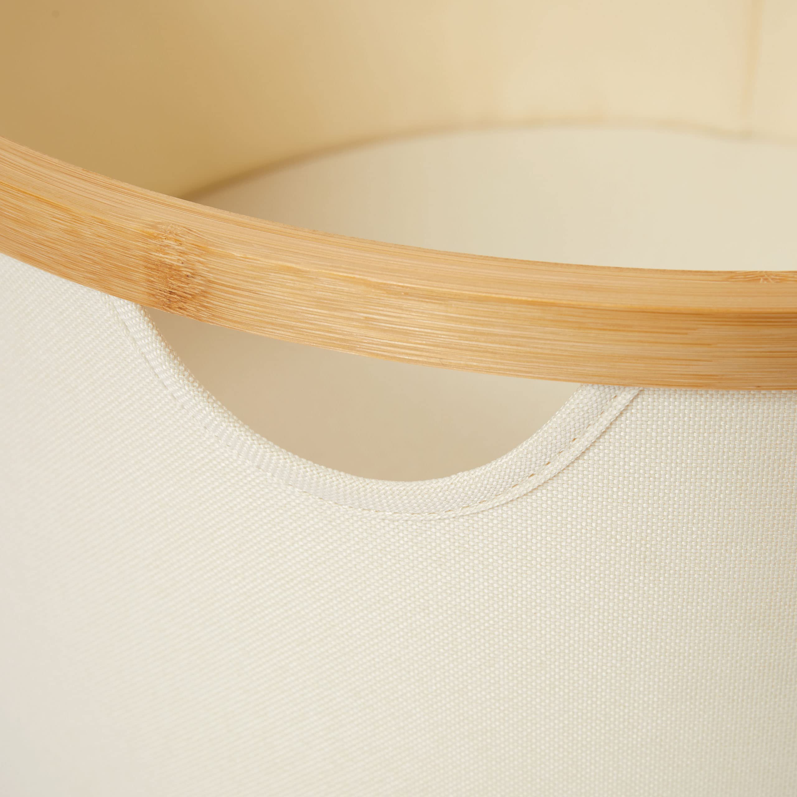 Lumaland Bambus-Rahmen Aufbewahrungsbox 3er Set rund | Boxen in den Maßen ø 45 x 20 cm, ø 38 x 16 cm und ø 30 x 12 cm [Beige]