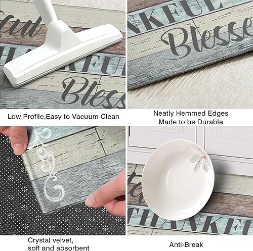 Miniatura 79 de Juego de 2 tapetes de cocina Thankful para cocinar, antideslizantes, impermeables, de pie para cocina, de 17 x 30 + 17 x 47 pulgadas, beige