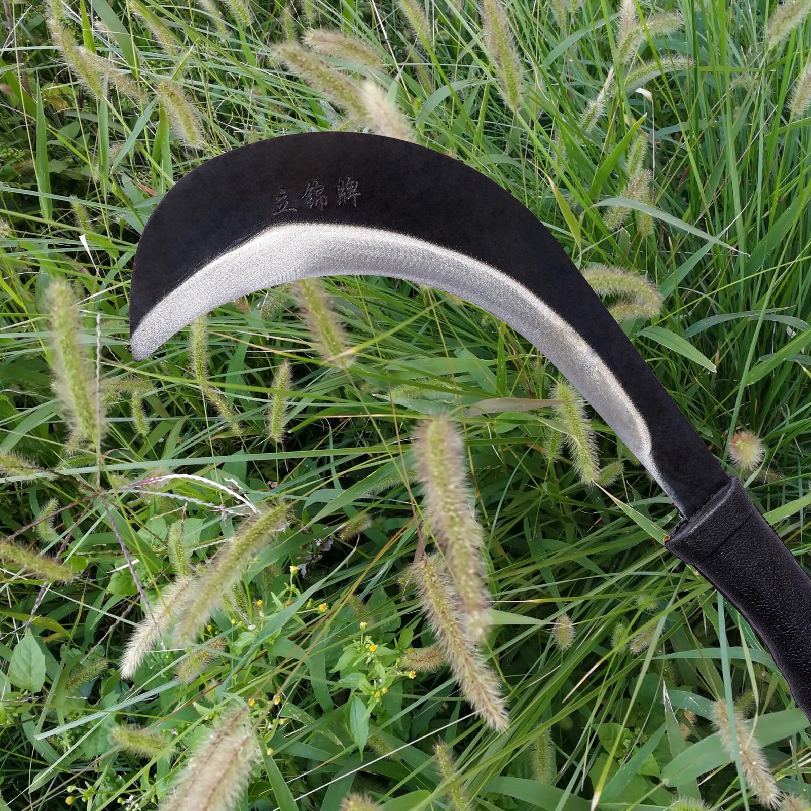 Hoz de corte, hoz de hierba de acero, hoz de jardín con hoja de manganeso de acero japonesa en forma de media luna, hoz de jardín multiusos para malezas y hoz de seguridad profesional para agricultura