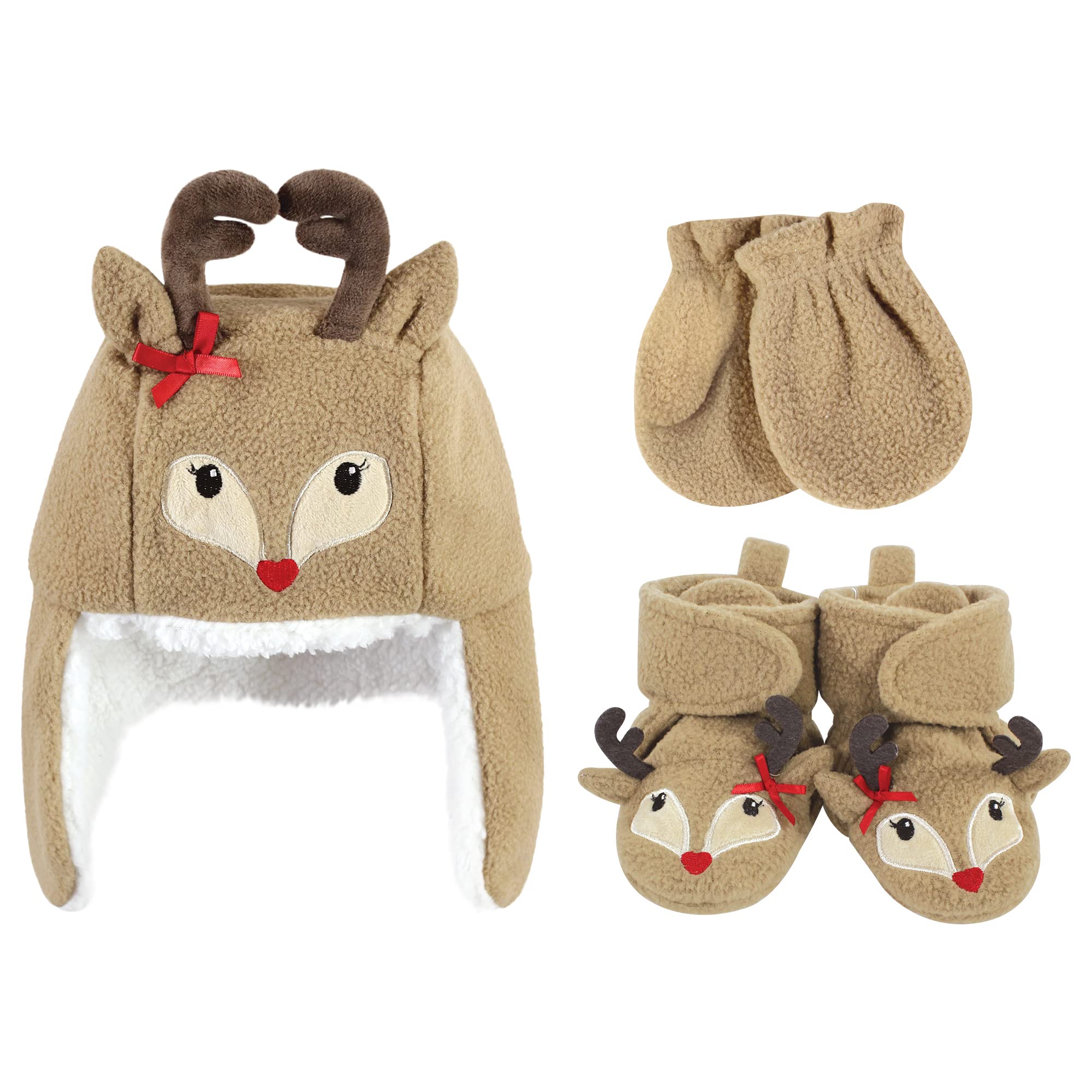 Hudson BabyGirls' Trapper Hat, Mitten and Bootie Set