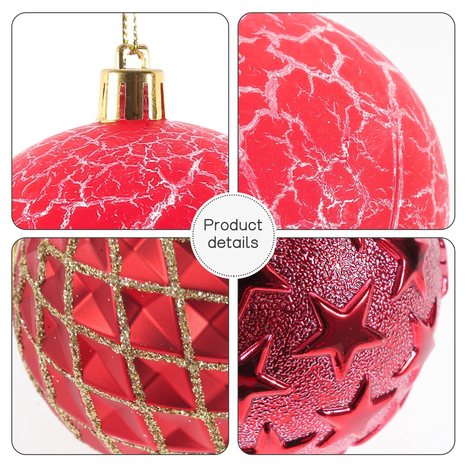 Didiseaon 36 Pezzi Palline di Natale Rosse in Plastica, Facili da Appendere | Decorazioni Classiche per Feste di Natale al Chiuso, Ornamento per Albero, Stile Tradizionale