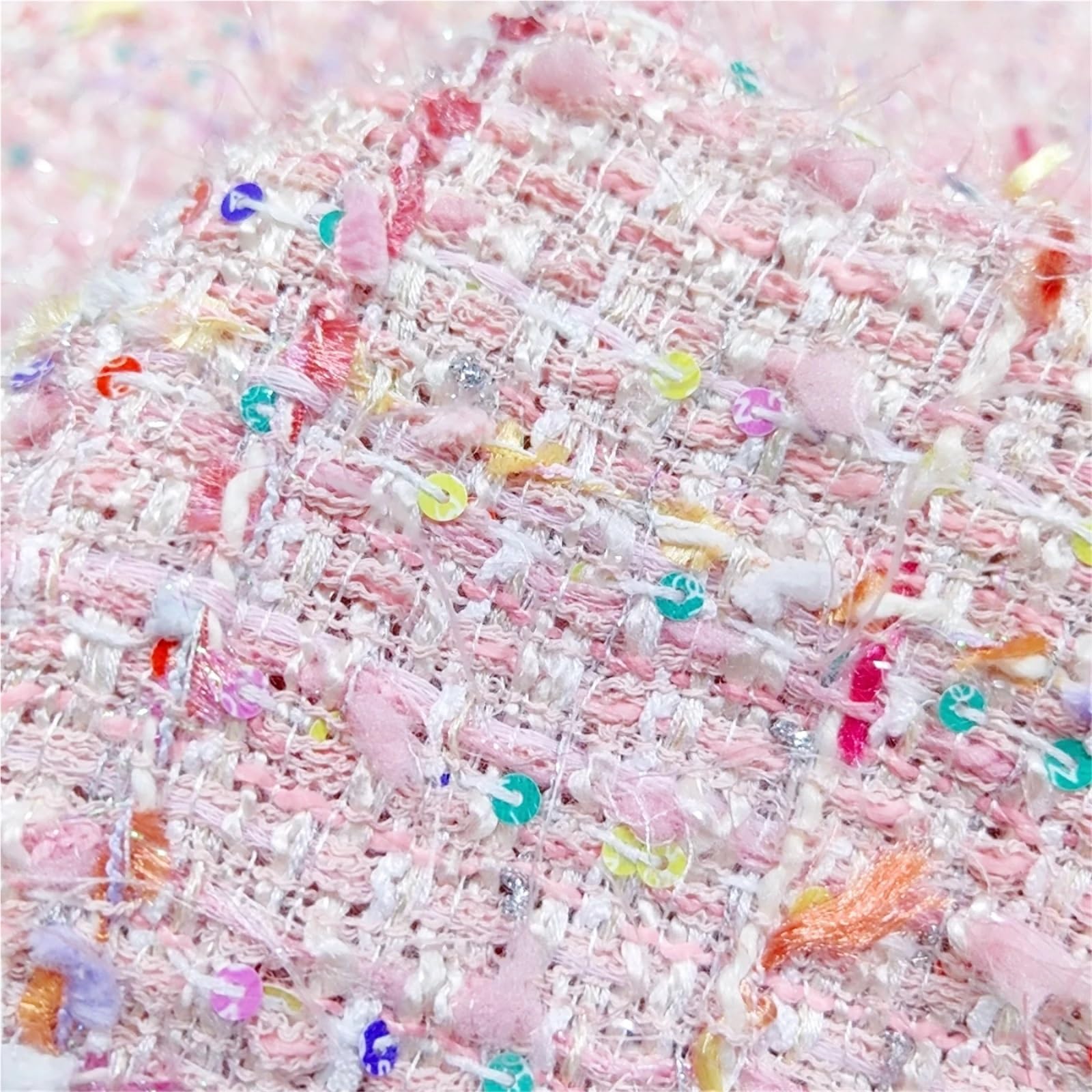 Tradycyjna tkanina tweedowa, Polyester Tweed Knitted Fabric Multicolor For DIY Sewing And Craft(Pink)