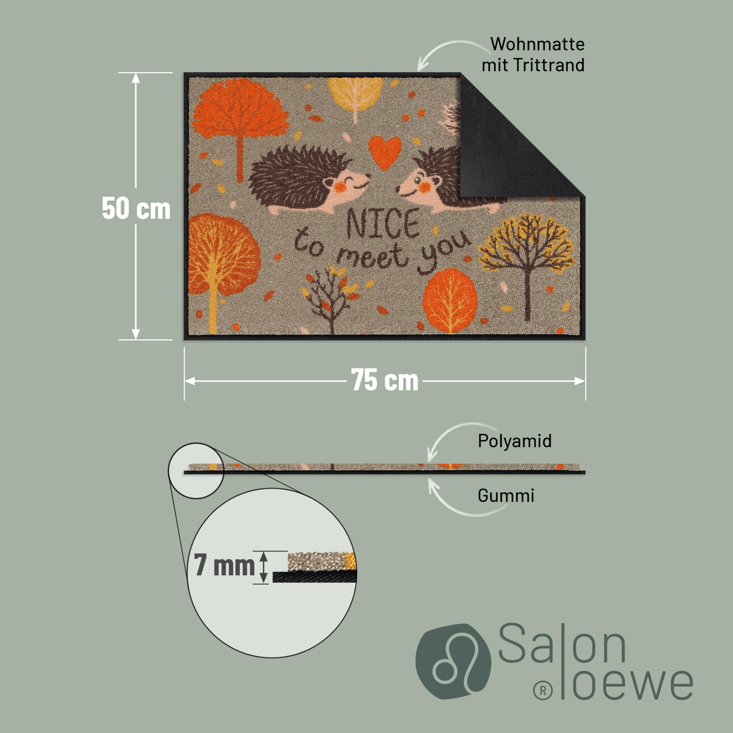 Salonloewe Paillasson Forest Date I Paillasson et paillasson pour intérieur 50 x 75 cm