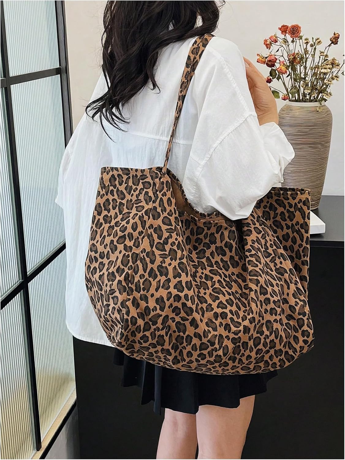 MakeMeChic Women's Leopard Tote Bag Cheetah Oversize Shoulder Bag Weekender Bag - Image 2