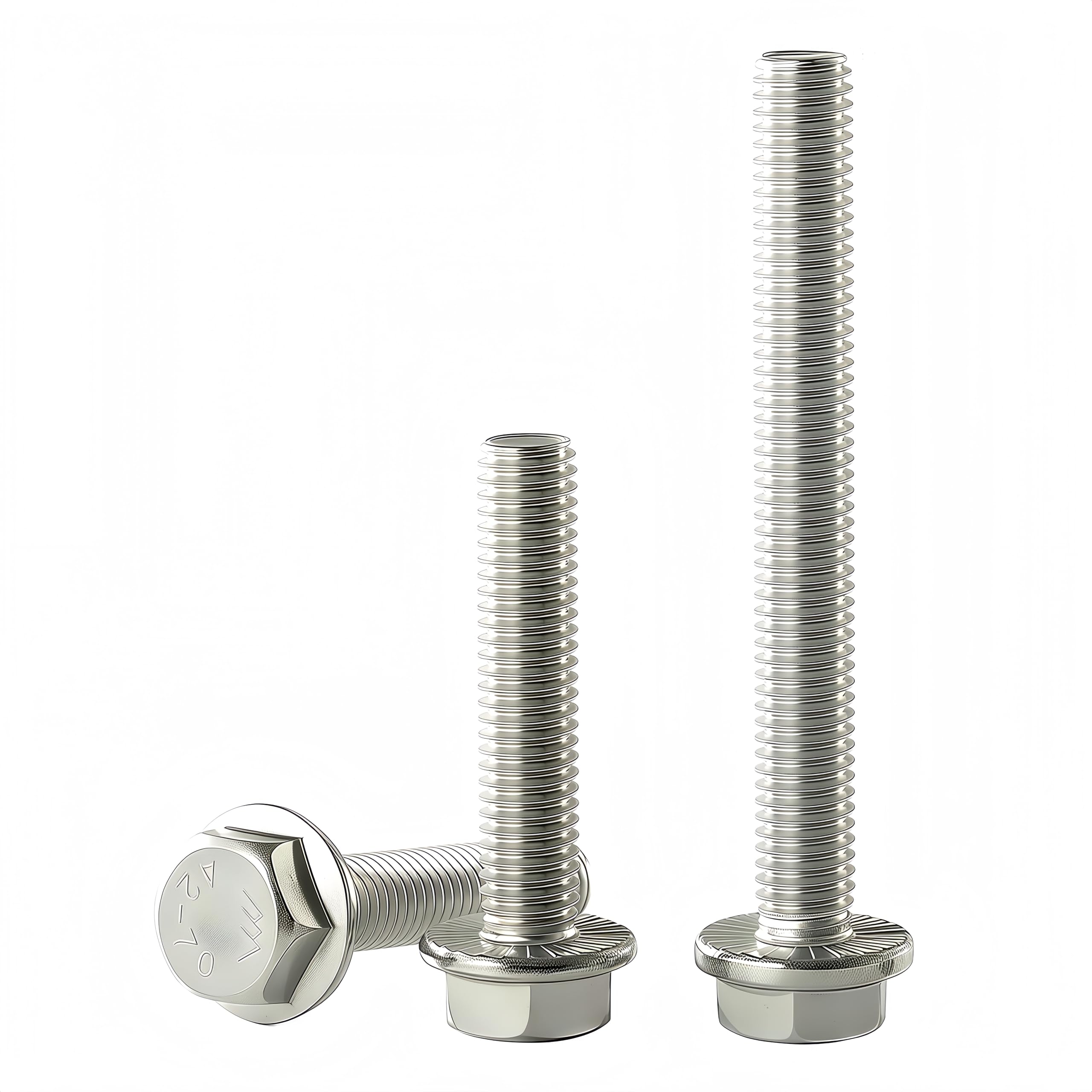 YIIFLY M10 x 55mm Flanged Hex Head Bolts Flange Hexagon Screws, M10x1.5 Bolt, 304 Stainless Steel(A2-70), Bright Finish, Fully Threaded, Hexagon Head