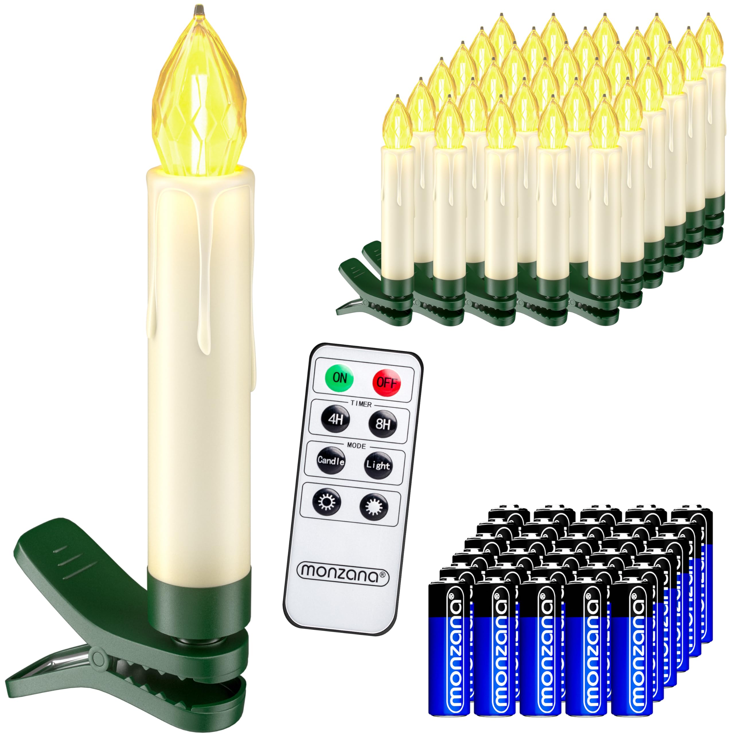 Deuba Velas LED Árbol Navidad Set de 30 Temporizador Blanco Cálido