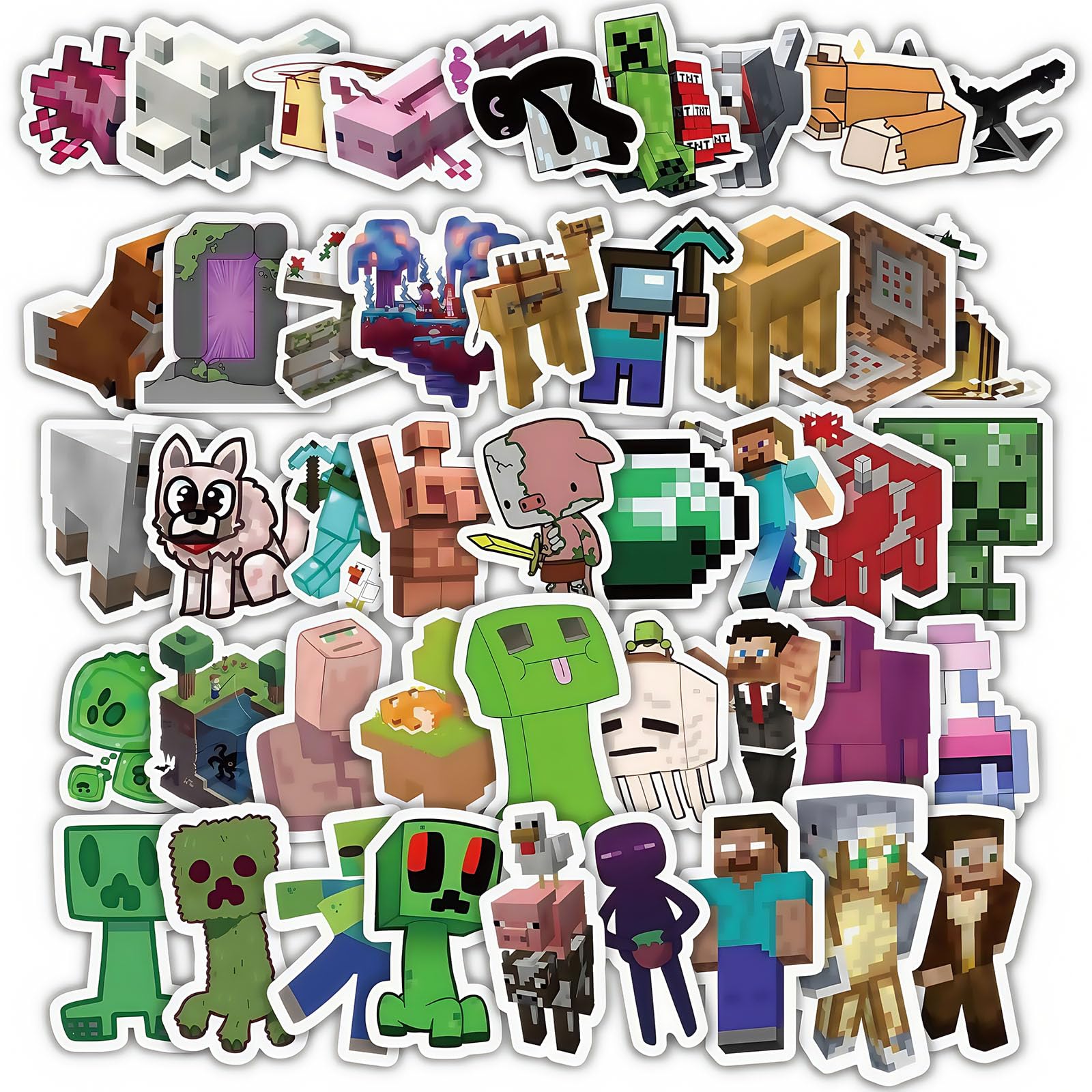 60PCS MC Game Stickers for Kids,Boys,Waterproof Vinyl Cartoon Stickers for Scrapbooking,Water Bottle Laptops Aesthetic Scrapbook Luggage Sticker School Rewards Party Favors