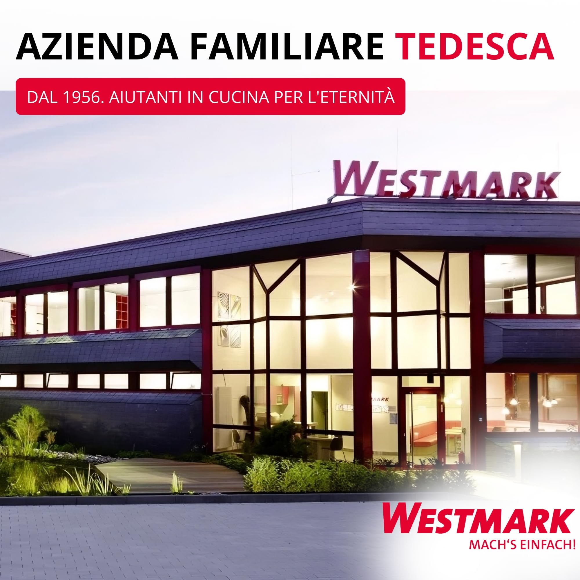 Westmark Affetta-pomodori e mozzarella con piattino e lame seghettate, Acciaio inox/Plastica, Bianco/Rosso, 11572260