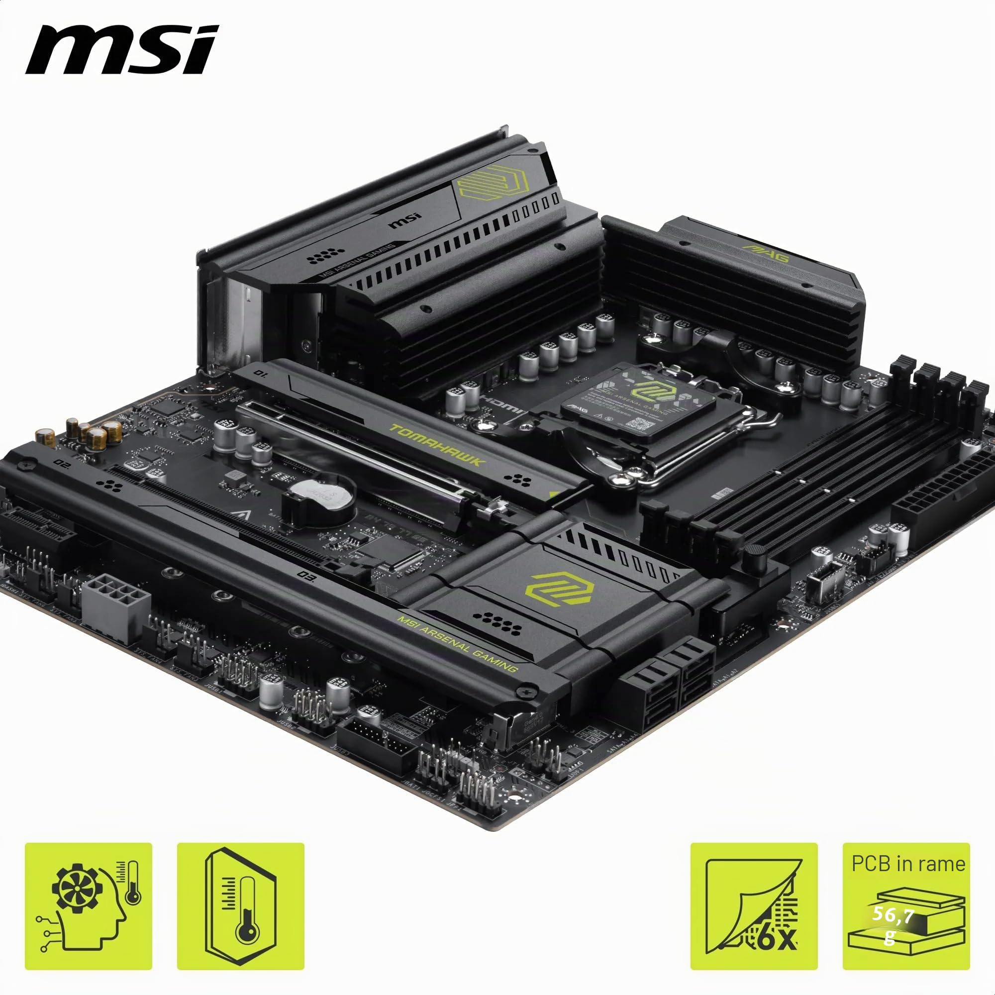 MSI MAG B850 TOMAHAWK WIFI Scheda madre, ATX - Supporta processori AMD Ryzen 9000/8000/7000, AM5-80A SPS VRM, DDR5 Memory Boost 8200+ MT/s (OC), PCIe 5.0 x16, M.2 Gen5, Wi-Fi 7, 5G LAN