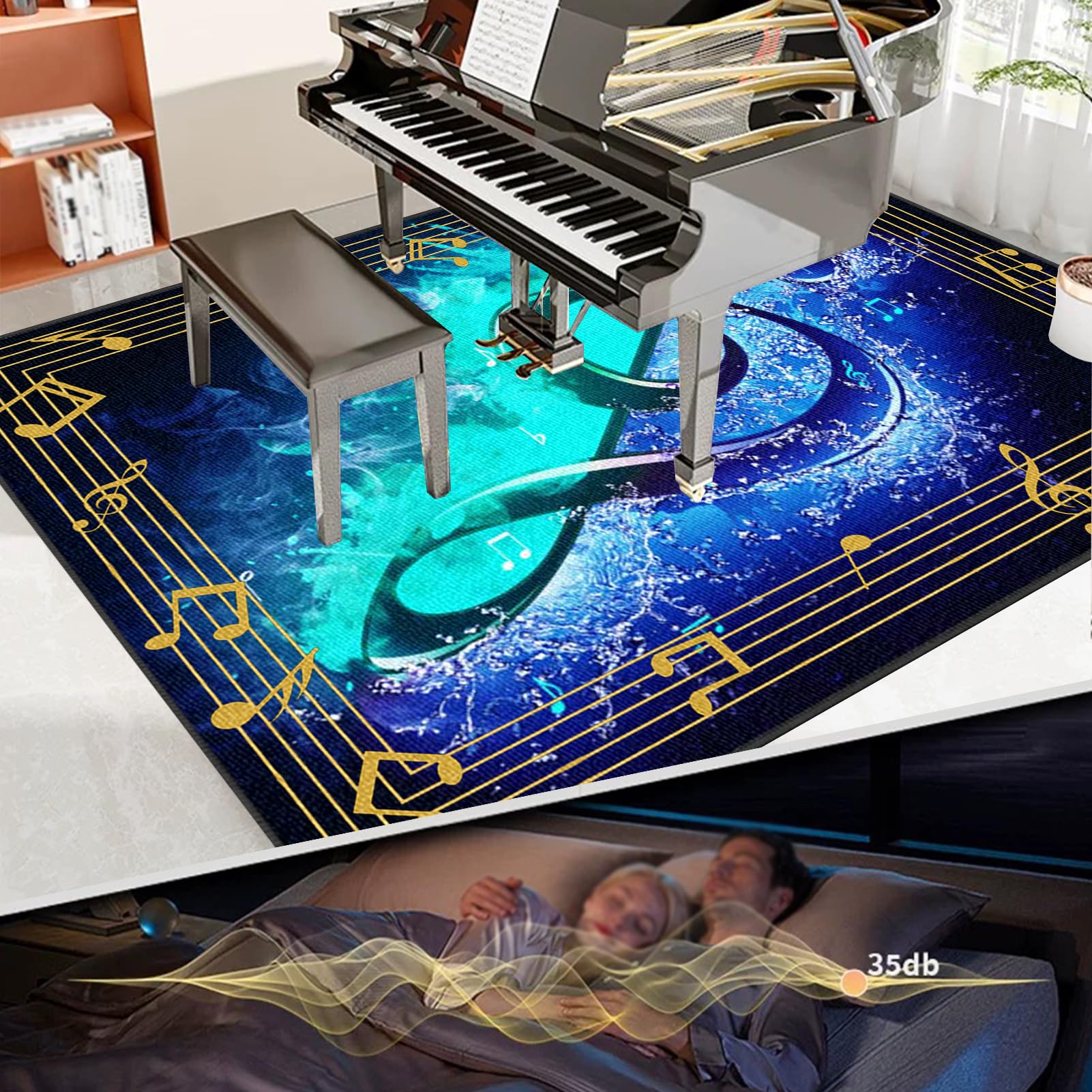 Trommel Teppich Schlagzeugteppich Schallschutz Drum Teppich Akustik Schlagzeug Teppich Professionelles rechteckiges Elektronisches Jazz Schlagzeug Kit Drumteppich für Studio, Wohnung 180 x 140 cm