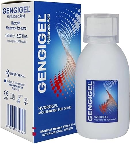 Gengigel Enjuague Bucal de Ácido Hialurónico (150 ml), Solución para el Cuidado Oral de las Encías, Reduce la Molestia y Promueve la Curación, Sin