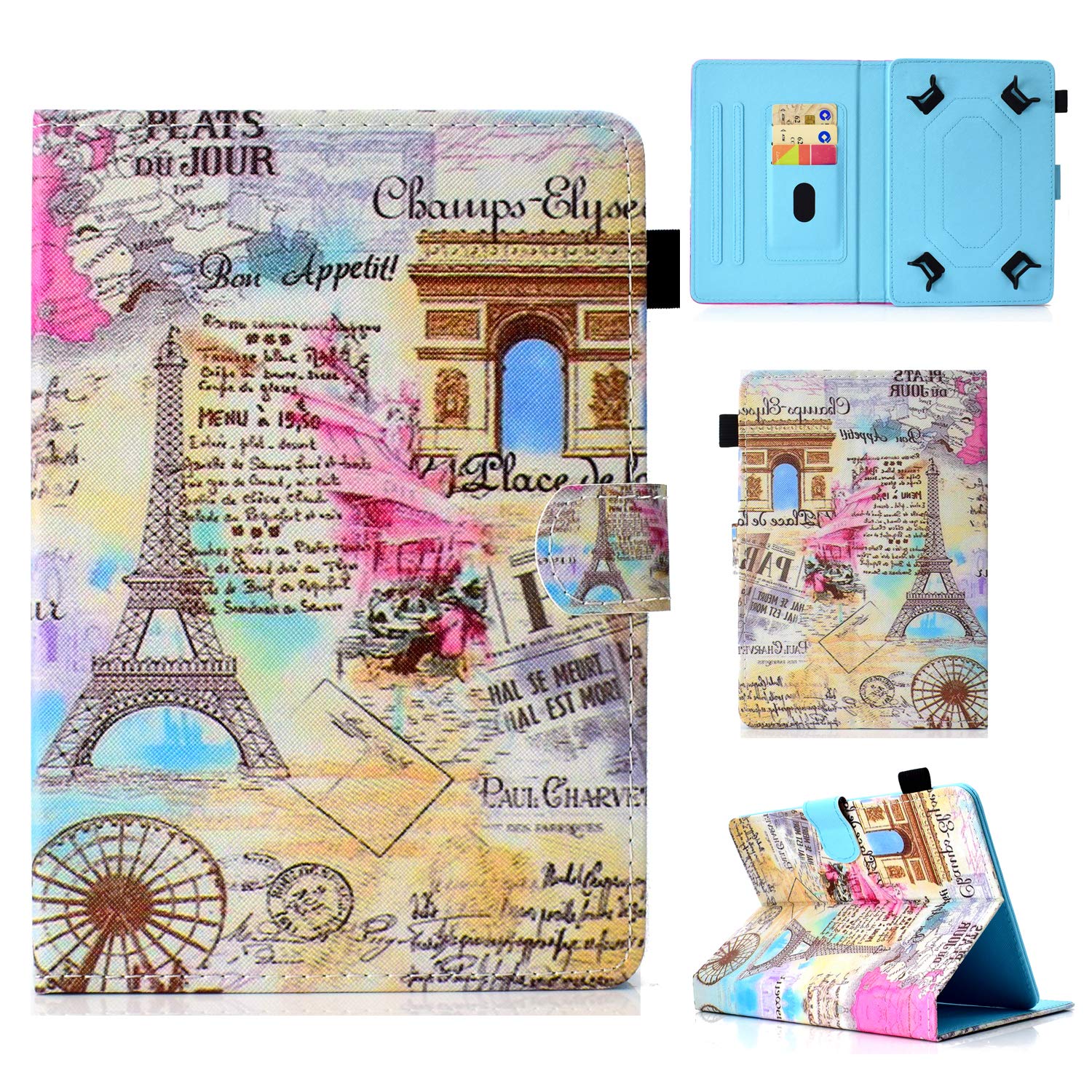 Universal Case for 6.5-7.5 Tablet, Custodia in pelle universale con slot per iPad Mini 4/3/2/1, Galaxy Tab 7.0/Tab 3 Lite 7.0, Kobo Aura H2O 2nd Edition, Lenovo Tab 3 7 Essential