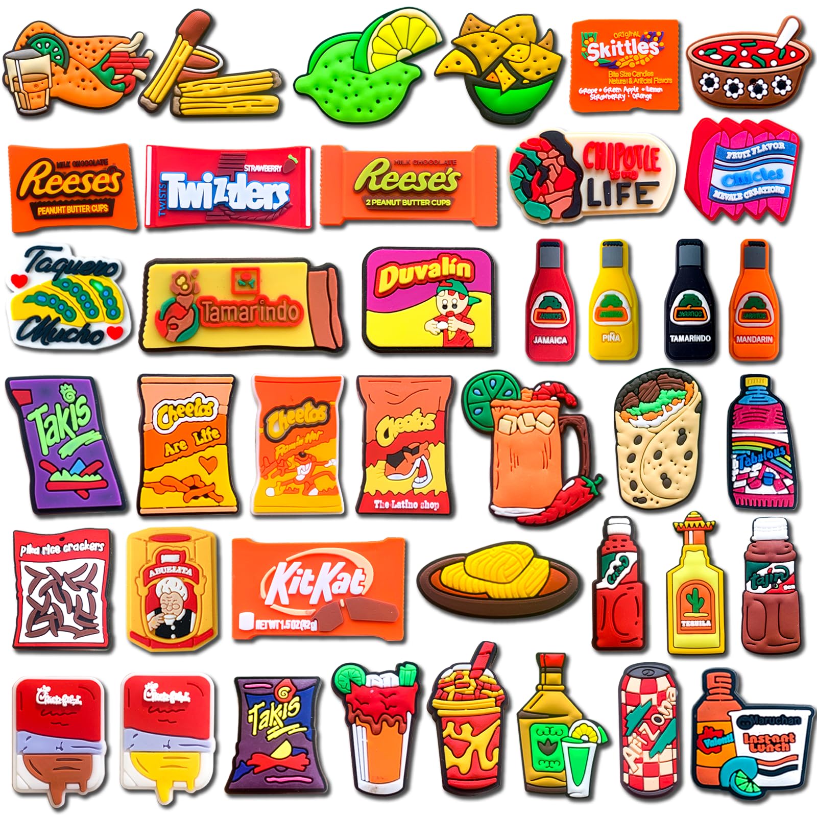 Wlyosvje 25 40PCS Mexico Food Shoe Decoration Charms for Clog Sandals, Mexican Themed Charms Accessories for Boys Girls Kids Teens Women Men Adults Party Favor