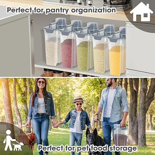 Miniatura 10 de TBMAXS Recipiente de almacenamiento de arroz de 10 libras, dispensador hermético de alimentos con boquilla grande y taza para arroz, cereales,