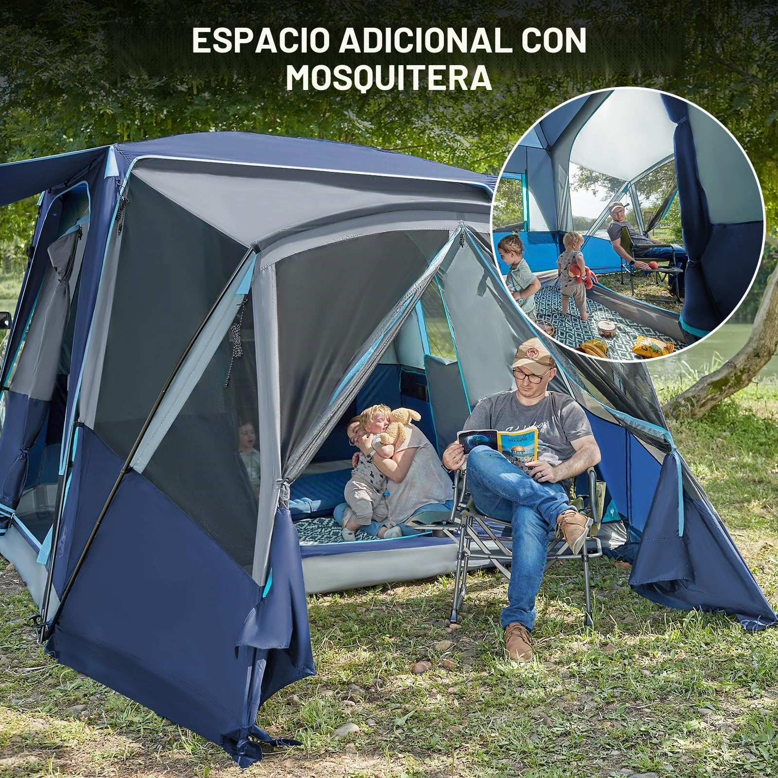 TIMBER RIDGE Tienda de campaña SUV para 5 a 9 personas con porche y toldo para acampar familiar, resistente a la intemperie y portátil, para furgoneta o coche, incluye bolsa de almacenamiento, 13 pies